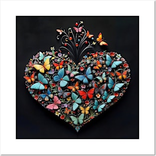 butterflies shaped heart Posters and Art